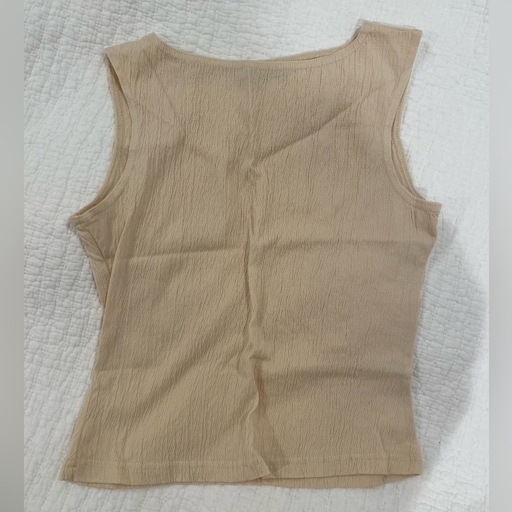 Brandy Melville 
Cream Textured Going Out Muscle Tee